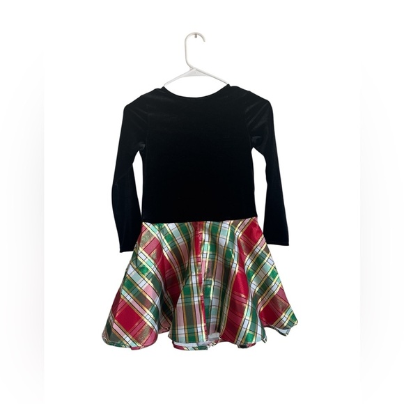 Bonnie Jean Festive Plaid Dress with Green Bow - Picture 2 of 4